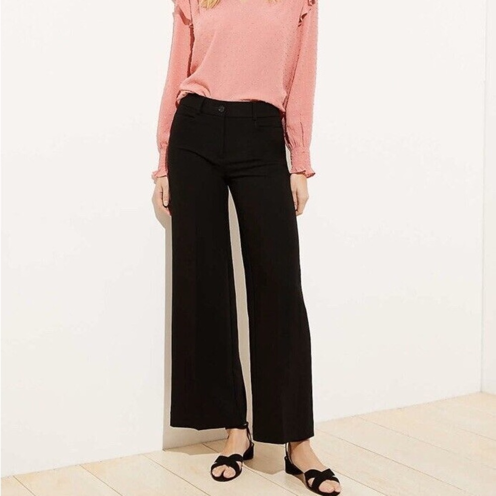 LOFT Elegant Black Wide-Leg Pants